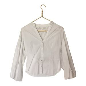 Veronica Beard White Button Down Bell Long Sleeve Shirt 4